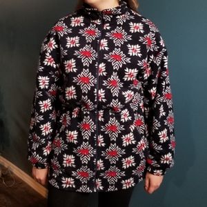 ISPO Vintage Winter Patterned Fleece Zip Up Jacket Size M